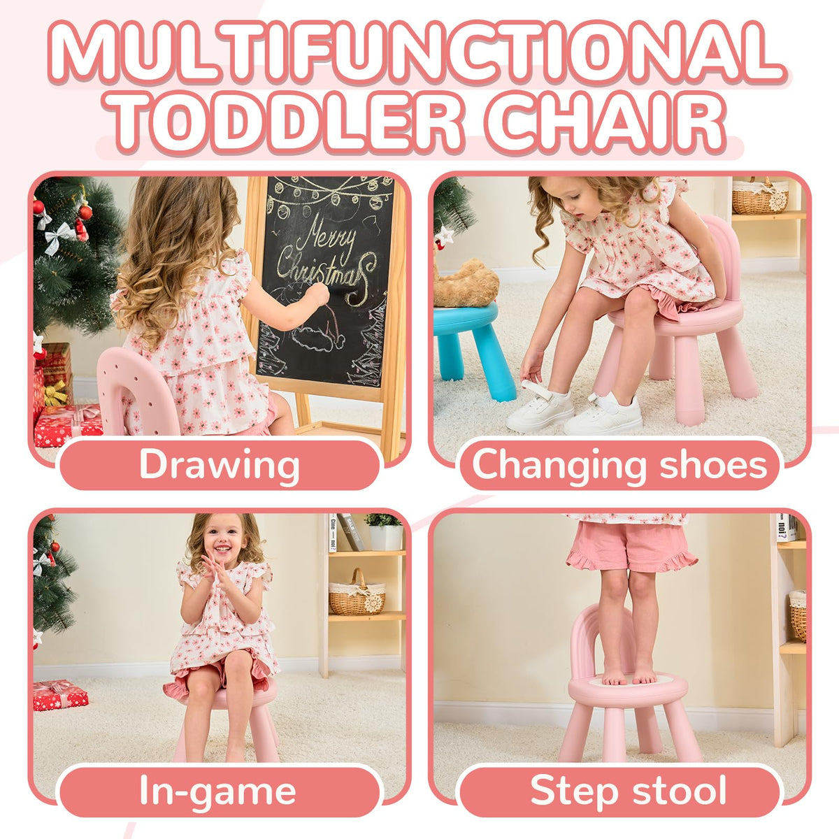 KidBloom toddler chair anti-tip base helps keep little ones steady during activities.