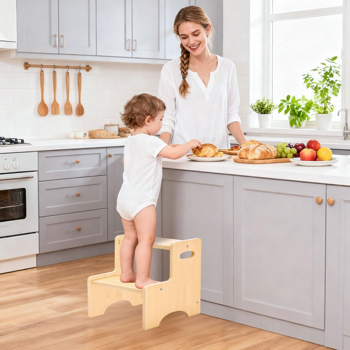 KIDL step stool with handles supports safe grip for little ones.