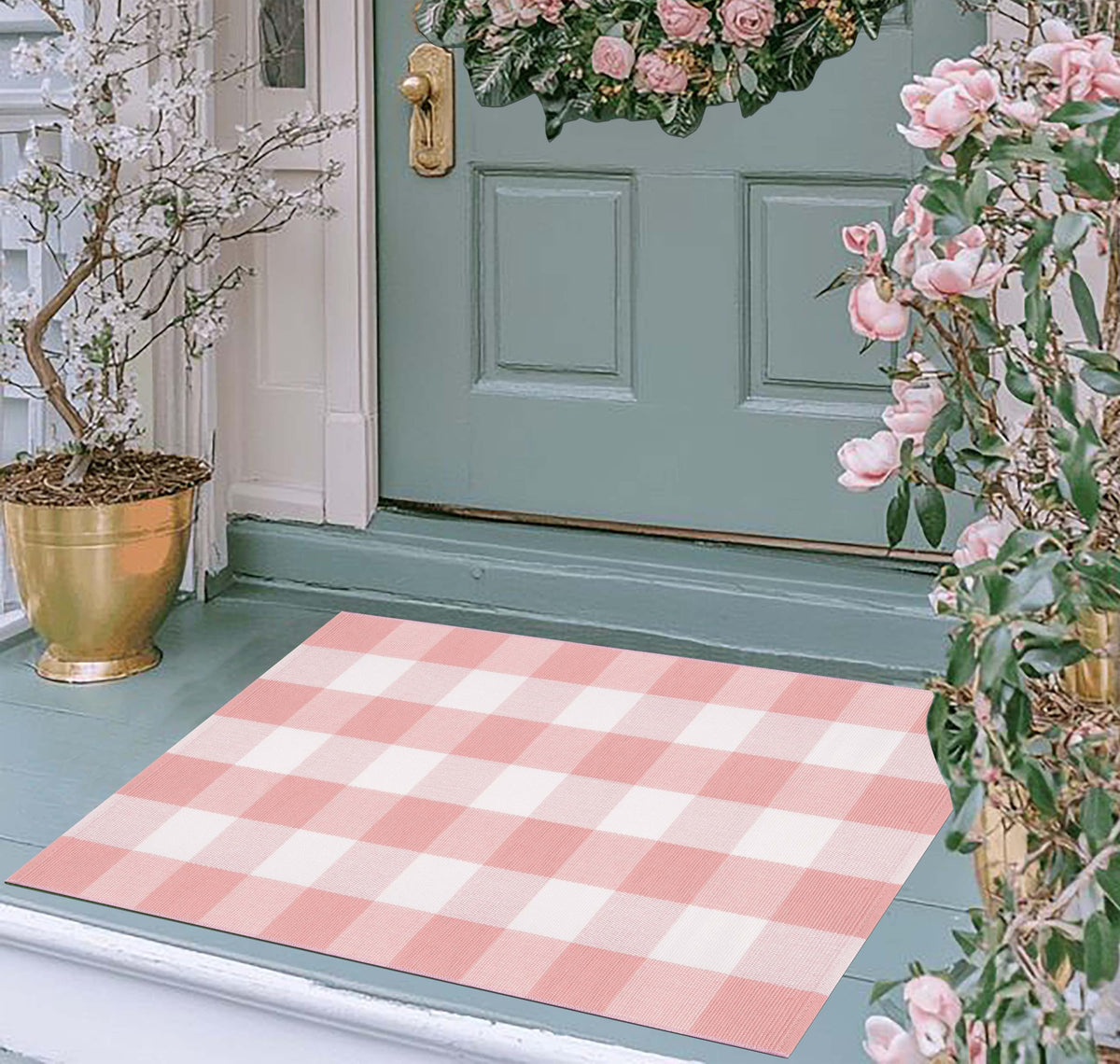 KIhipIoe buffalo plaid rug for bedroom creates soft underfoot comfort and easy care