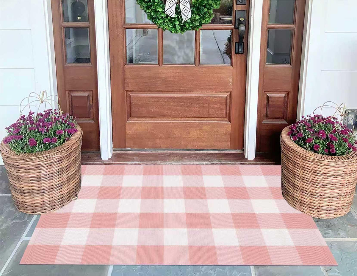 KIhipIoe cotton woven outdoor rug features washable design for busy homes