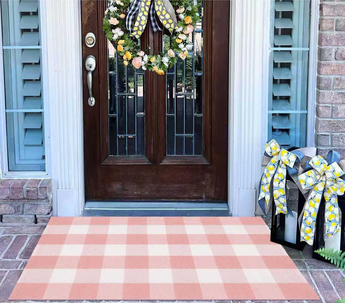 KIhipIoe multi-purpose plaid rug suits kitchen, living room, or entry