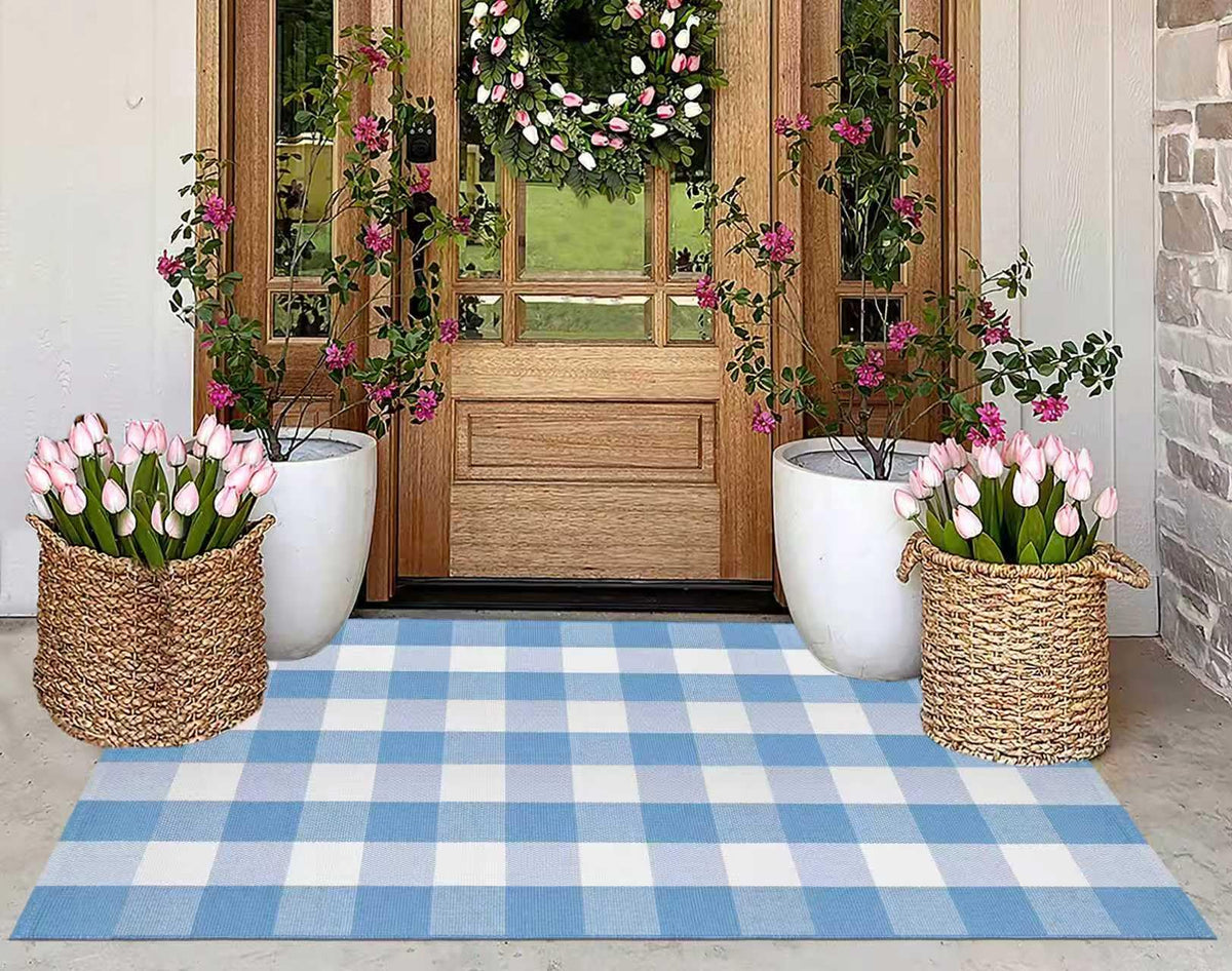 KIhipIoe buffalo plaid rug 3x5 front door mat adds welcoming texture