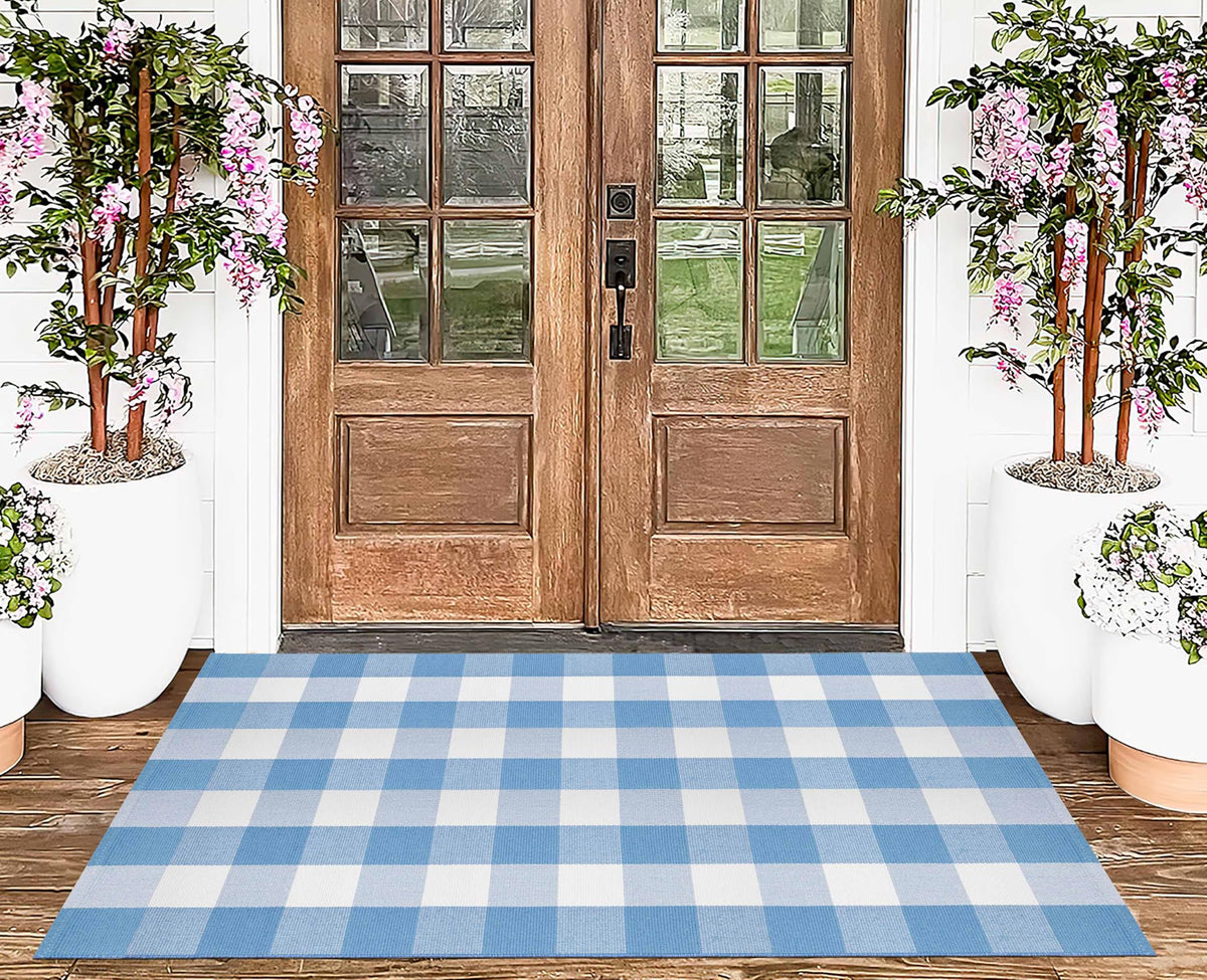 KIhipIoe buffalo plaid rug versatile for porch bathroom entryway decor
