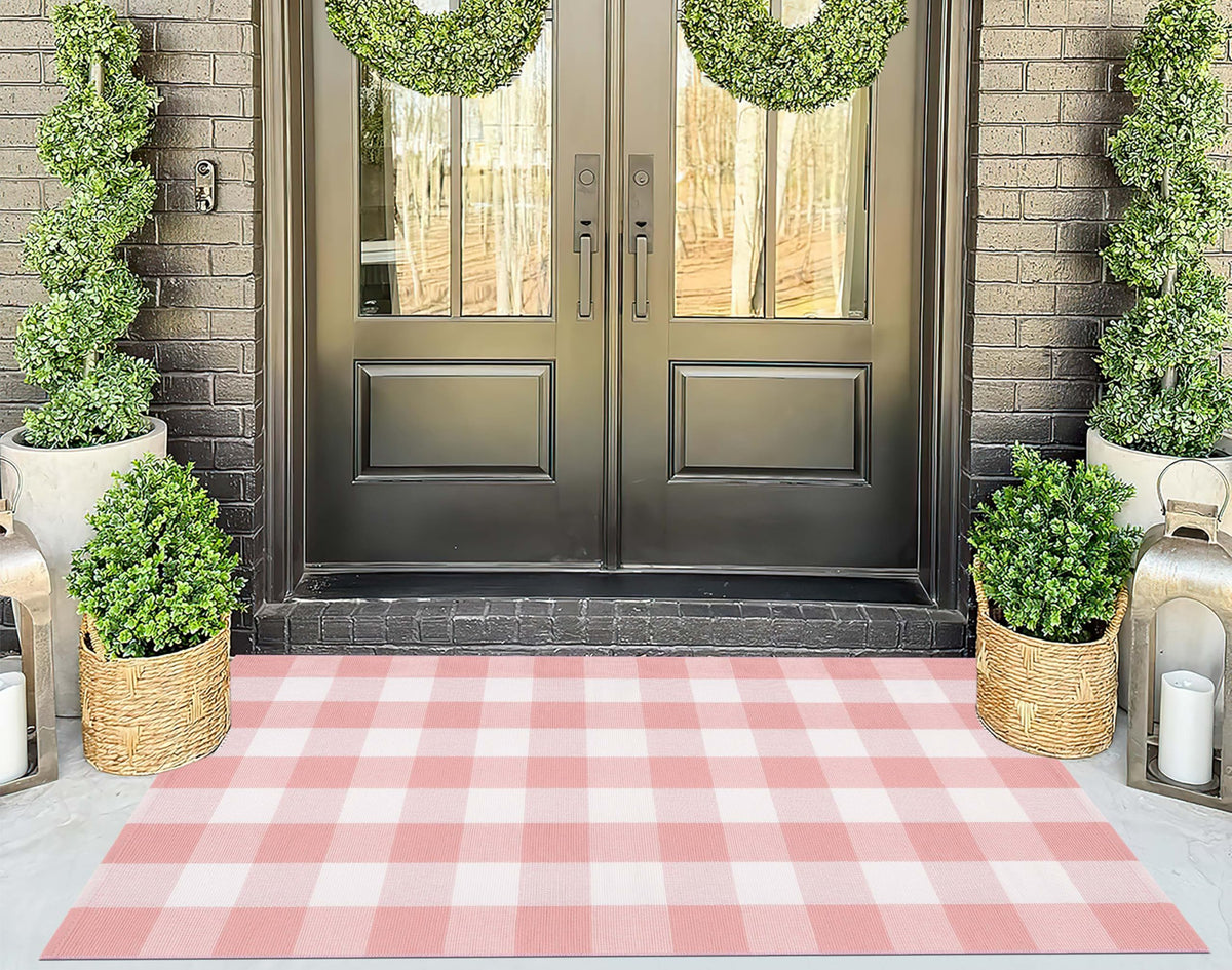 KIhipIoe classroom plaid rug designed for high-traffic spaces.