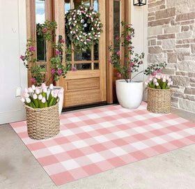 KIhipIoe indoor-outdoor plaid rug handles daily use with style.