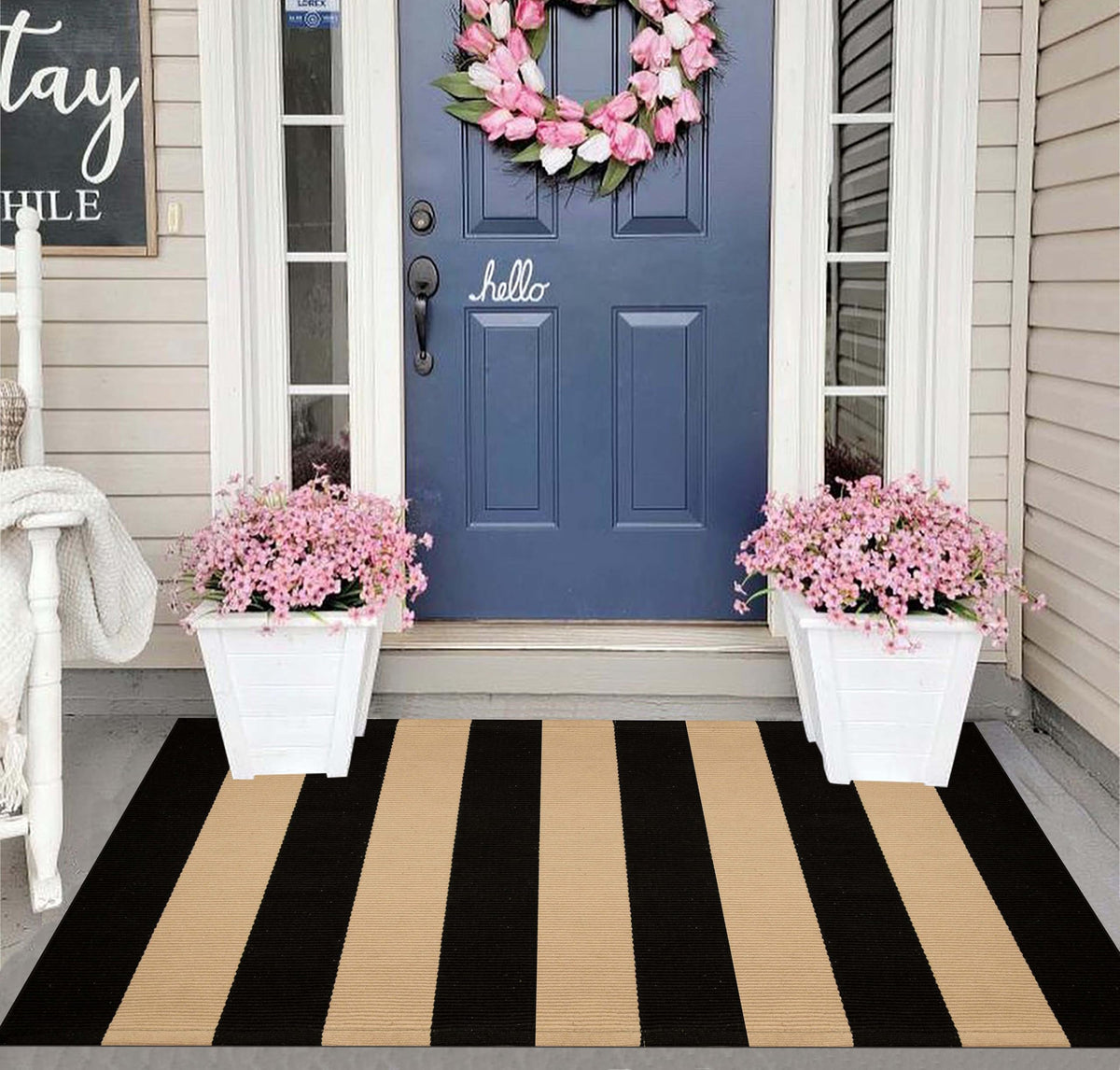 KIhipIoe multi-purpose rug for indoor and outdoor use.