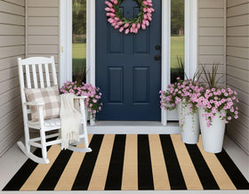KIhipIoe striped front-door rug with durable cotton weave for outdoor use