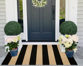 KIhipIoe striped layering rug 27.5x43 for front porch boosts curb appeal.