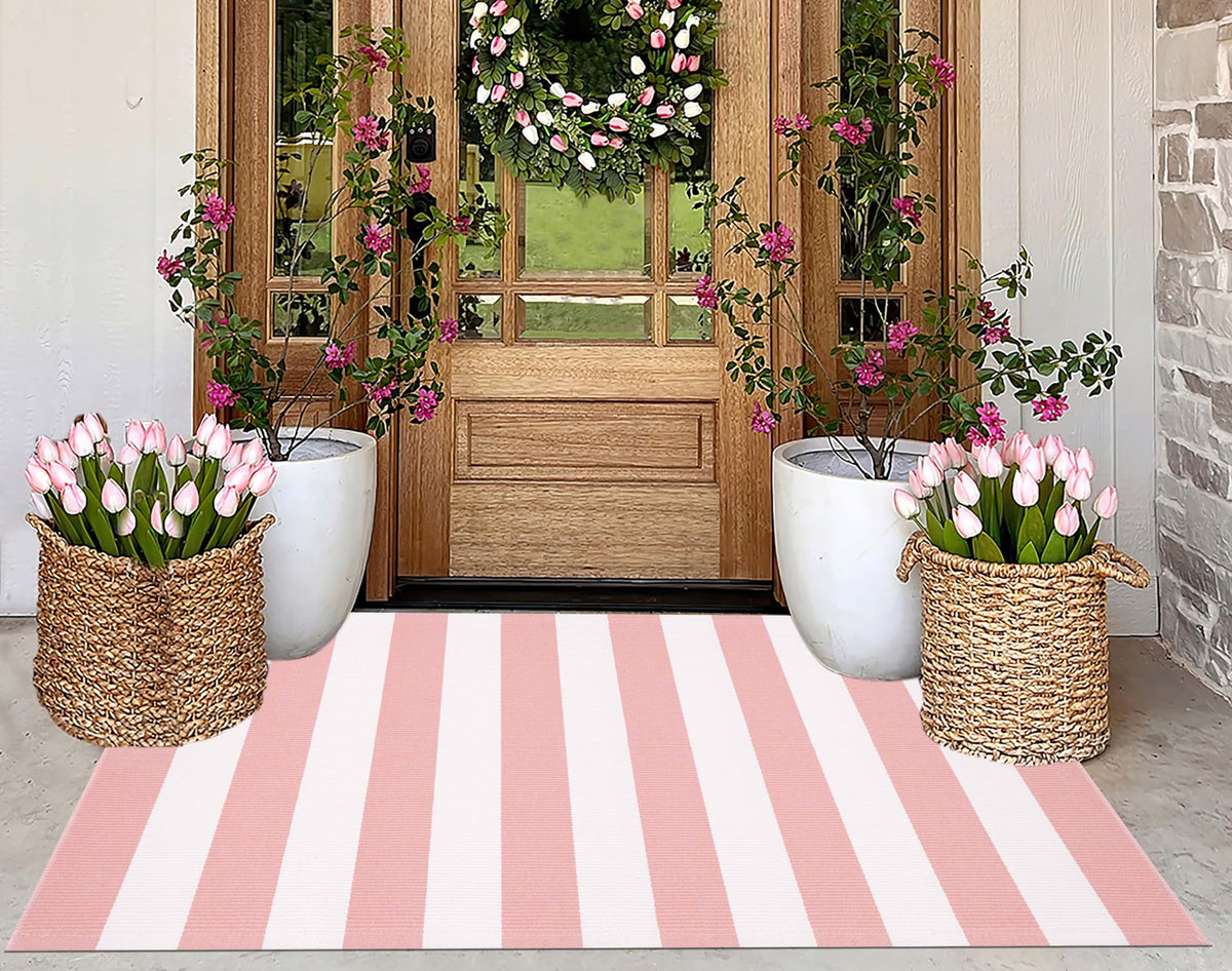 KIhipIoe welcome mat-front door rug striped creates a warm greeting for guests.