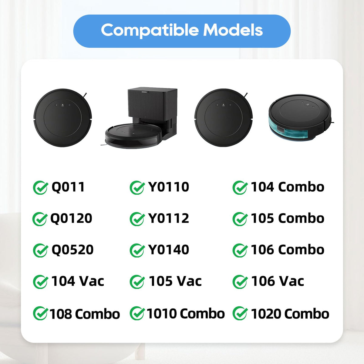 Kiigii Roomba eight side brushes for edge-to-edge debris pickup