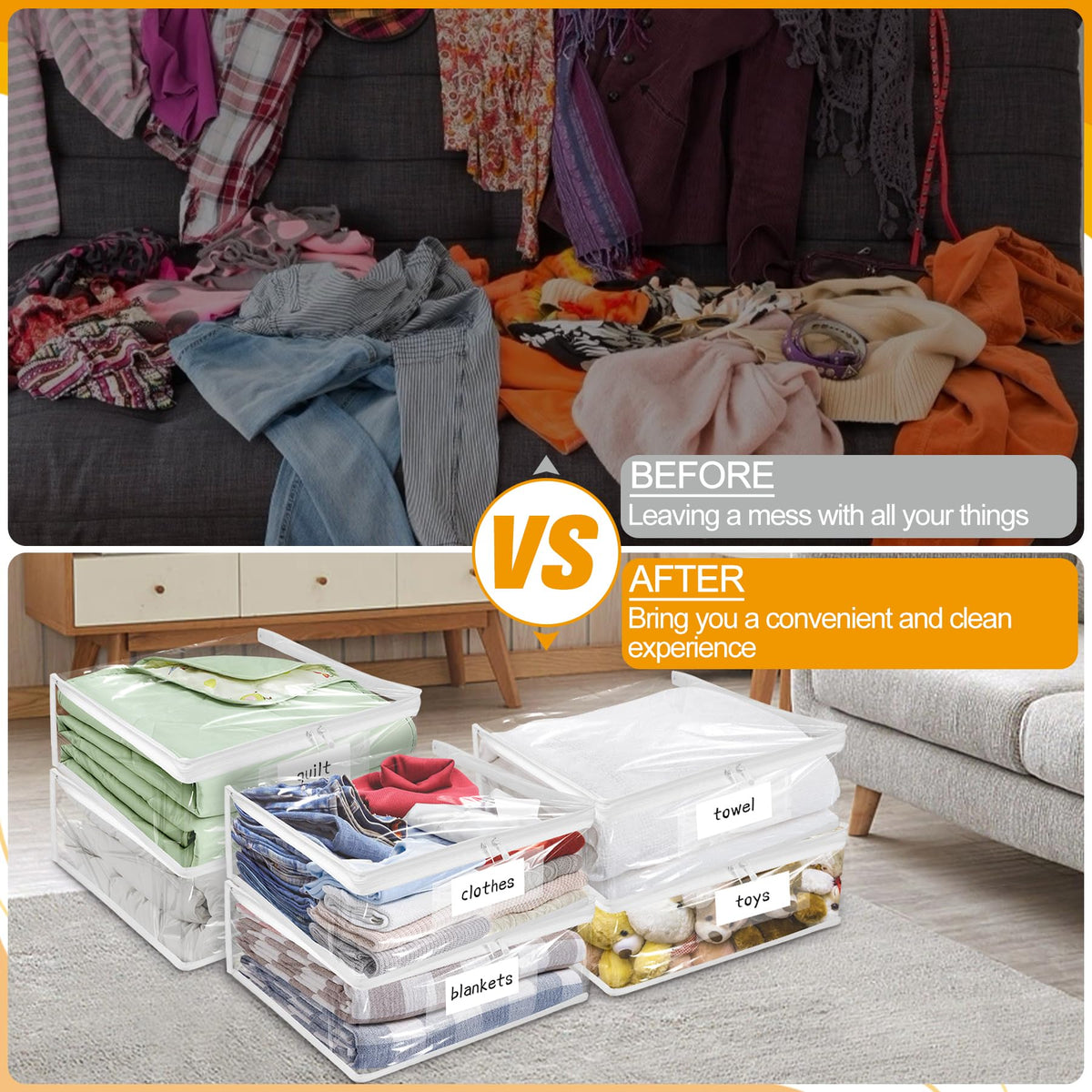 Kikerike 8-pack plastic bags provide organized storage with clear visibility