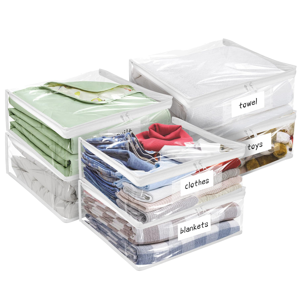 Kikerike clear zippered storage bag full view, durable PVC and 40x35x10 cm capacity.