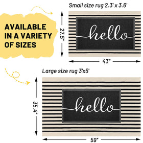KILOCOCO Beige striped rug 3x5 on outdoor porch withstands everyday wear.