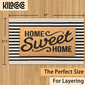 KILOCOCO beige striped rug in a kitchen spot, warm touch and practical underfoot