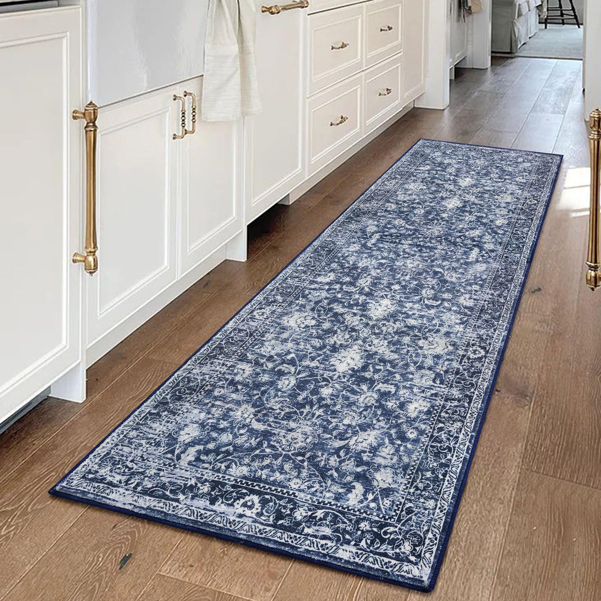 KILOCOCO hallway runner with vintage floral print for narrow spaces