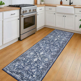 KILOCOCO hallway runner close-up shows vintage floral print for stylish décor.