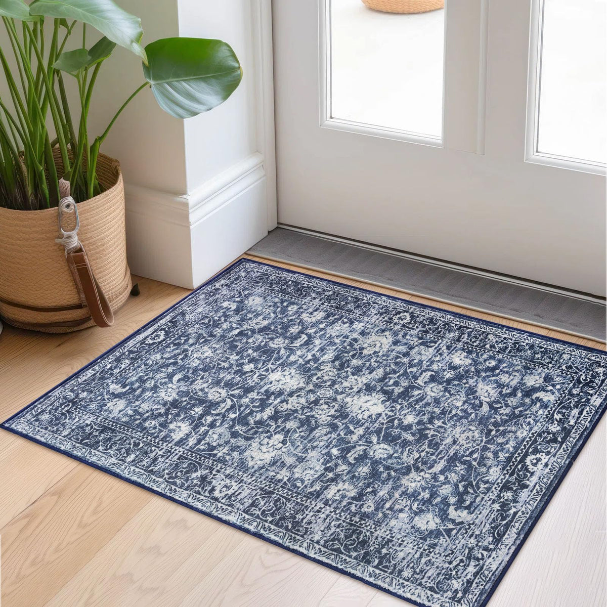 KILOCOCO Moroccan small area rug 2x3 entryway with bold florals catches dirt at the doorstep