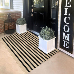 KILOCOCO striped rug 3x5 front door close-up weave enhances entryway durability.