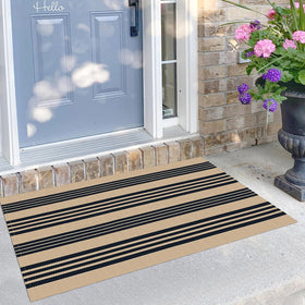 KILOCOCO striped rug front door mat with durable, easy-clean design.
