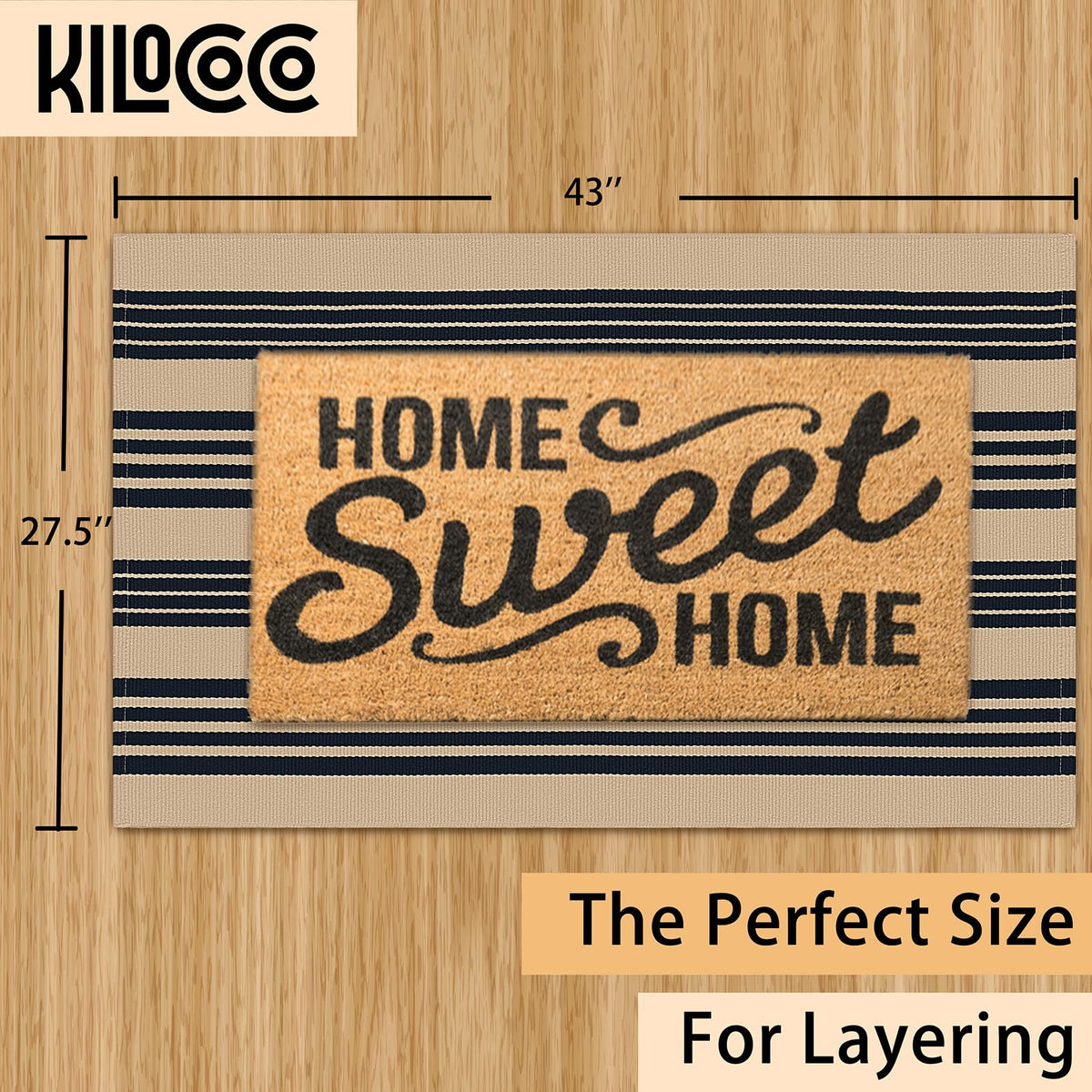 KILOCOCO striped rug outdoor-ready for weather-aware use.
