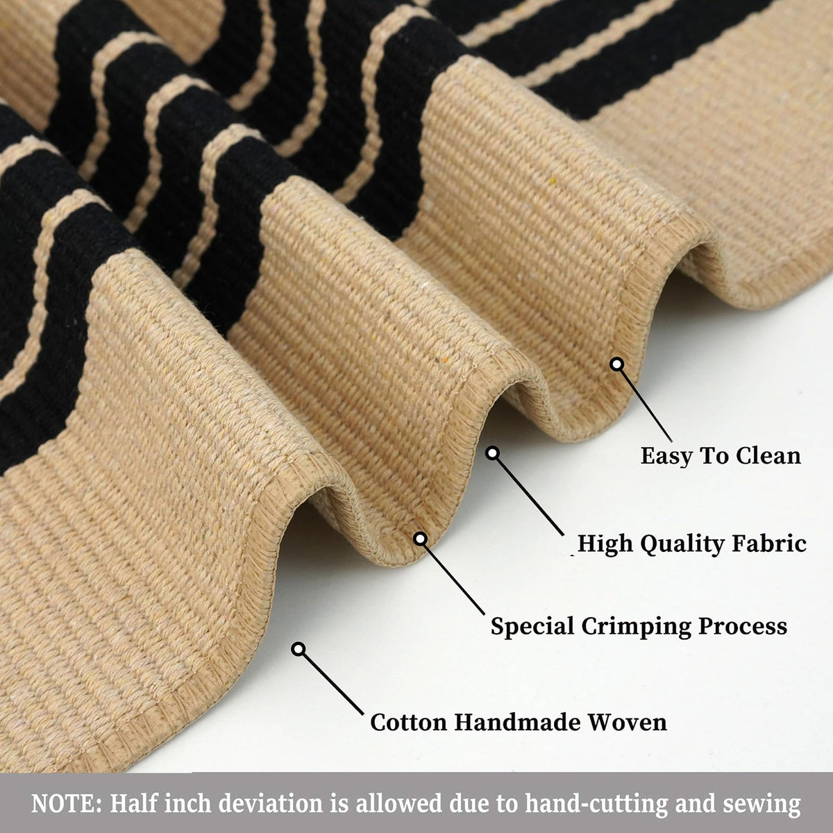KILOCOCO striped rug washable for quick maintenance.