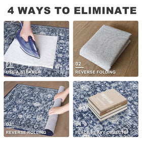 KILOCOCO vintage floral navy rug adds stylish touch near the doorway