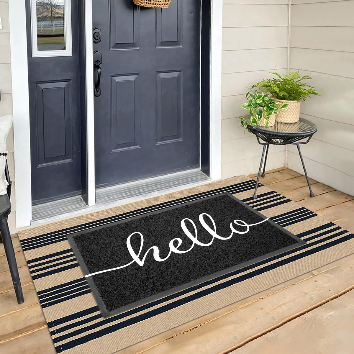 KILOCOCO washable cotton-polyester rug cleans easily and resists staining in busy entryways