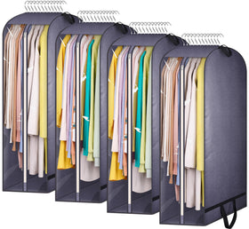 KIMBORA 10-inch gusseted clear garment bags protect suits while staying visible