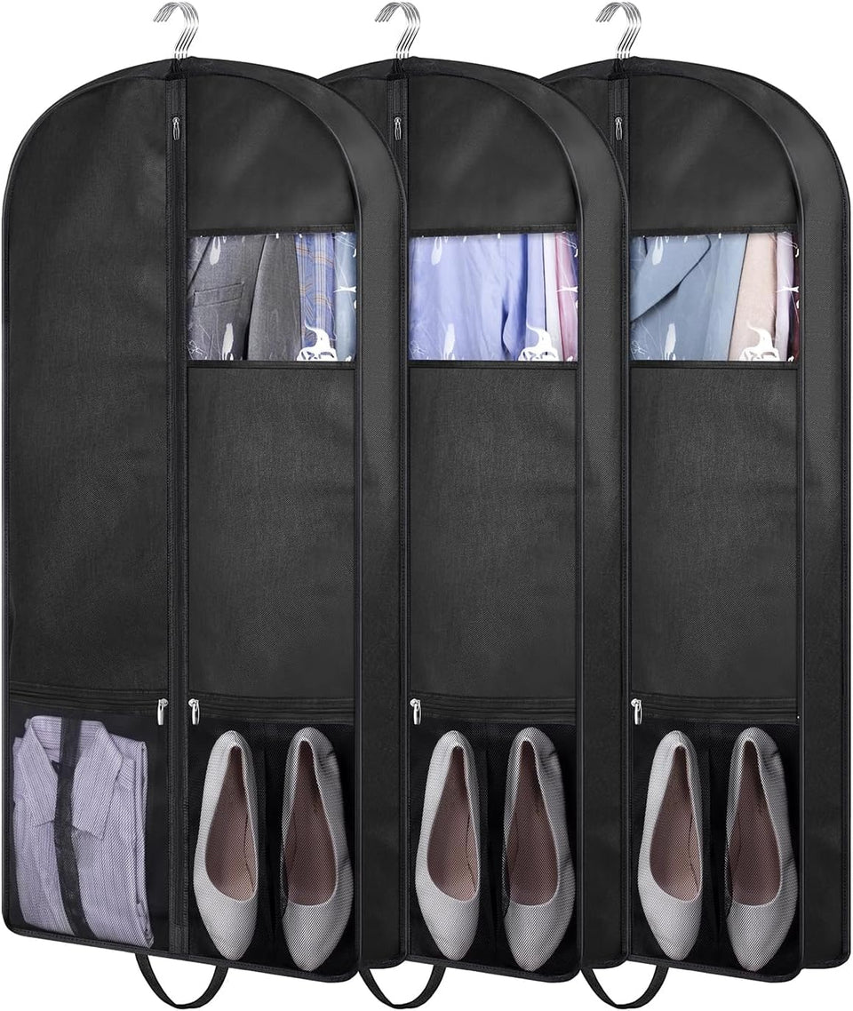 KIMBORA 43-inch suit bags front view showing 4-inch gussets for suits