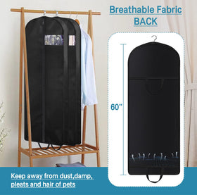 KIMBORA clear PVC window on dress bag for quick item visibility and access.