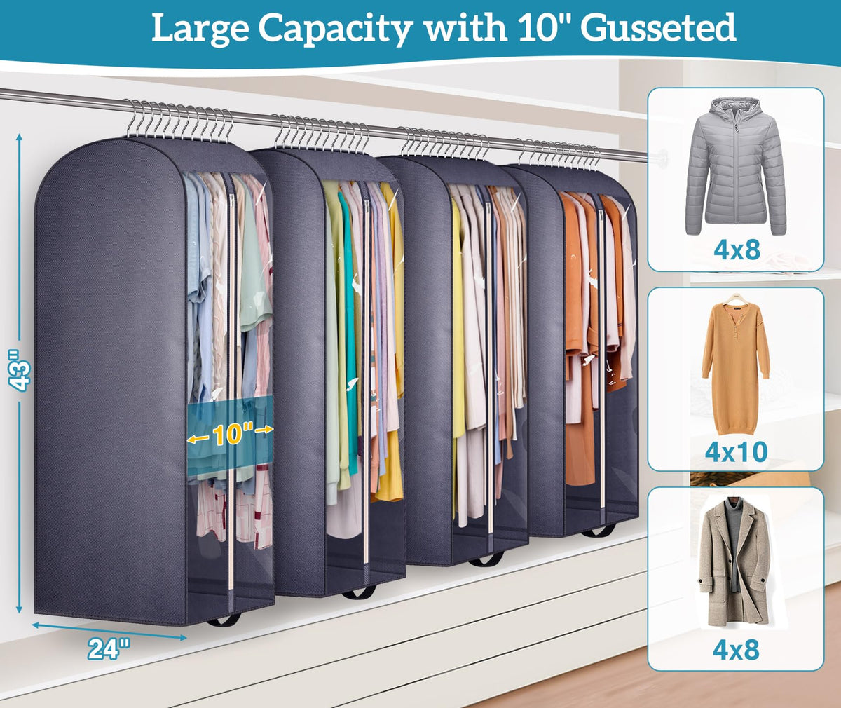 KIMBORA clear-side visibility garment bag for quick outfit access