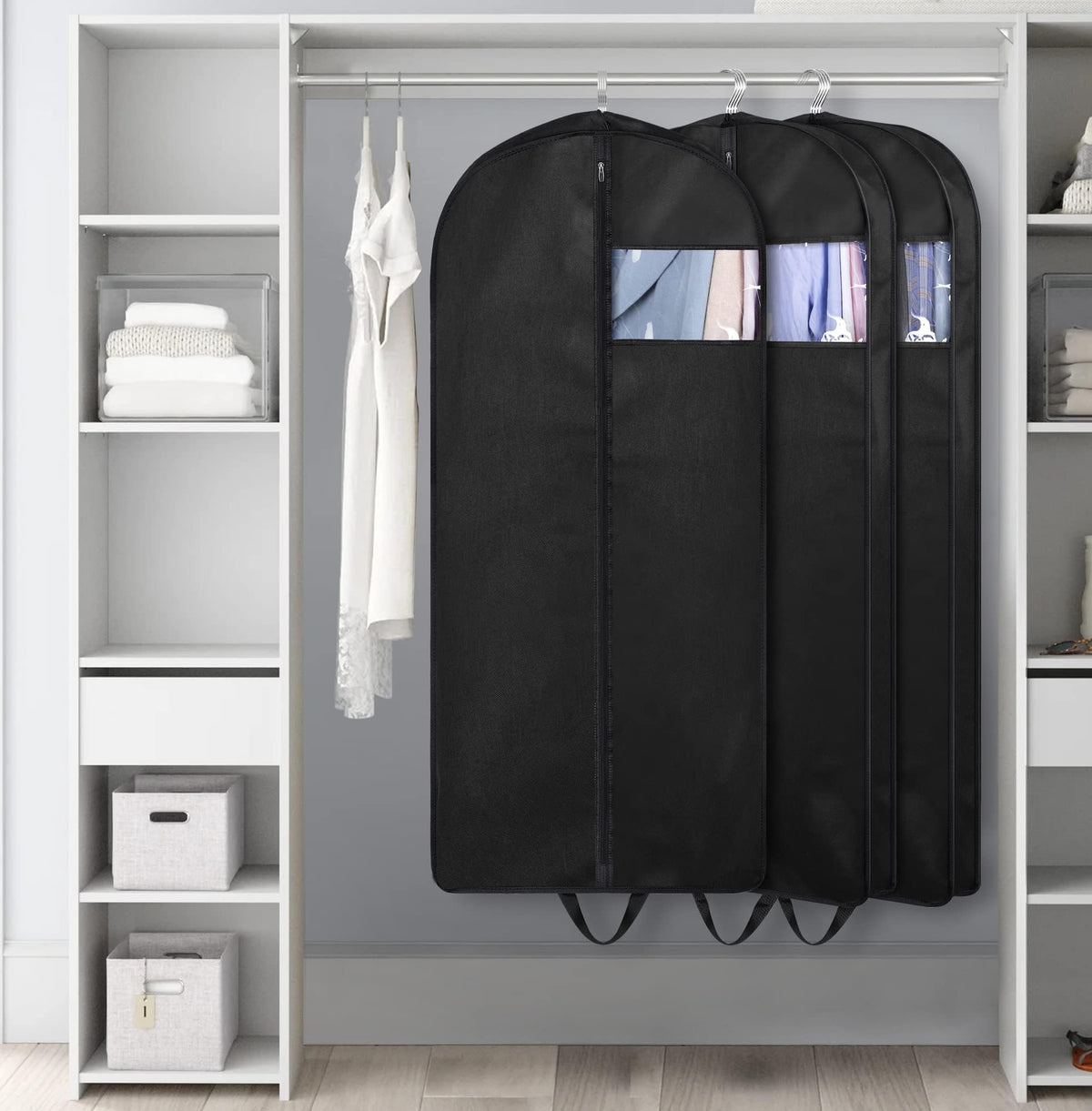 KIMBORA closet storage bags help color-coordinated organization.
