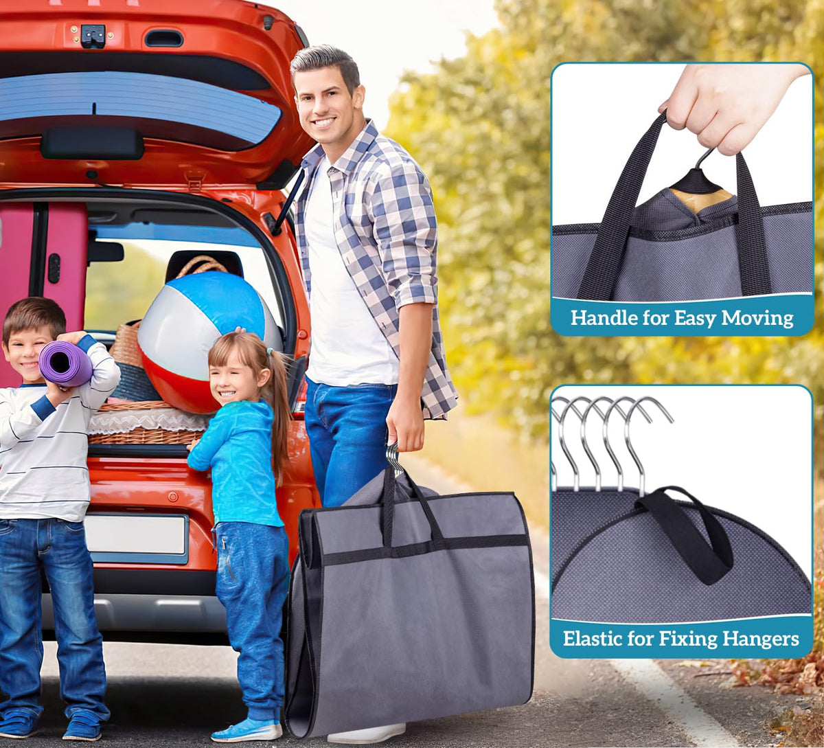 KIMBORA elastic top holds hangers together during moving or storage