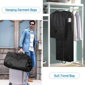 KIMBORA gusseted 4-inch dress bag showing expanded capacity for multiple garments.