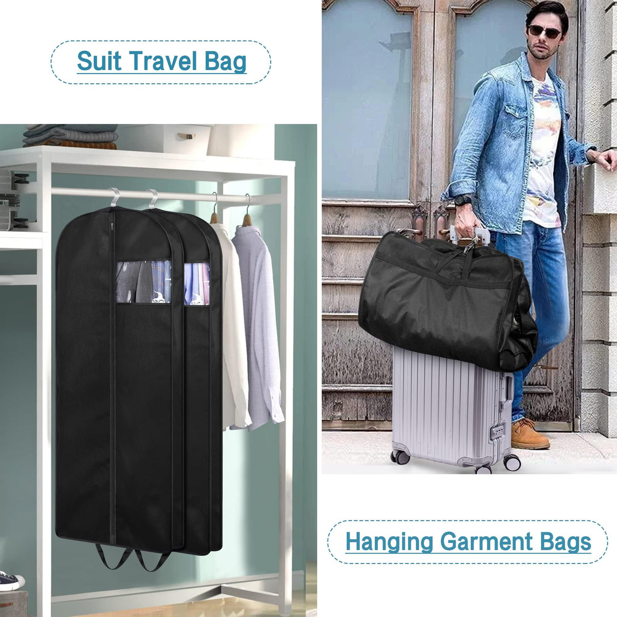 KIMBORA long-coat travel bags protect dresses on trips with full-length coverage.