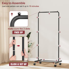 KIMBORA rack rolling casters in action for easy room-to-room movement