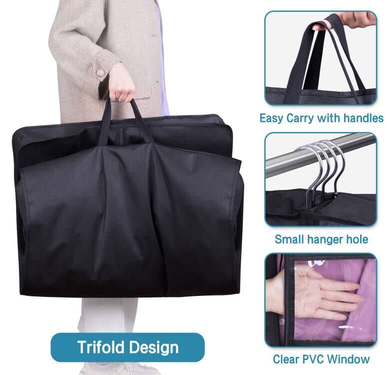 KIMBORA travel-friendly dress bag with handles for easy transport of long garments.