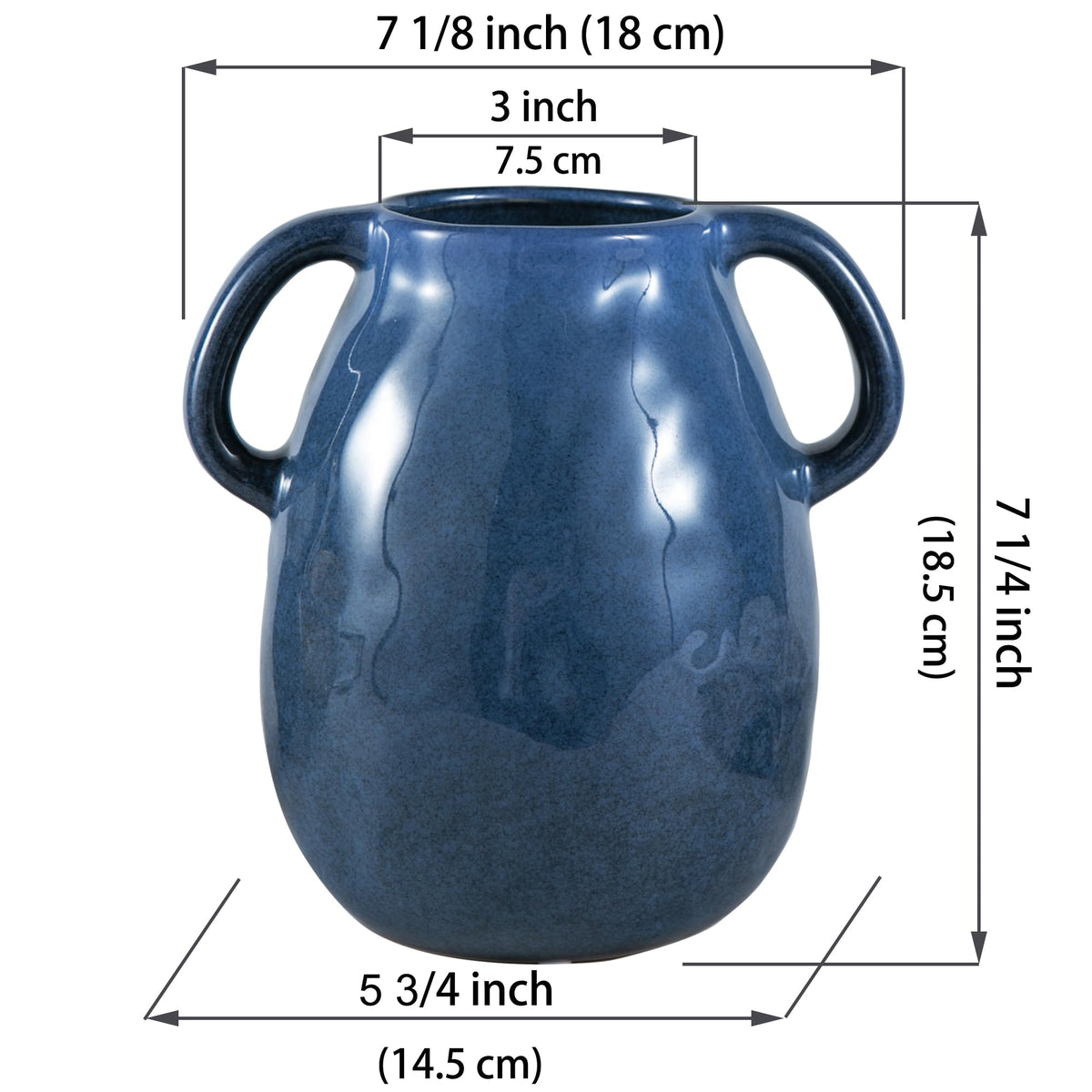 Kimdio blue ceramic vase with 3-inch opening supports varied arrangements.