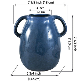 Kimdio blue ceramic vase with 3-inch opening supports varied arrangements.