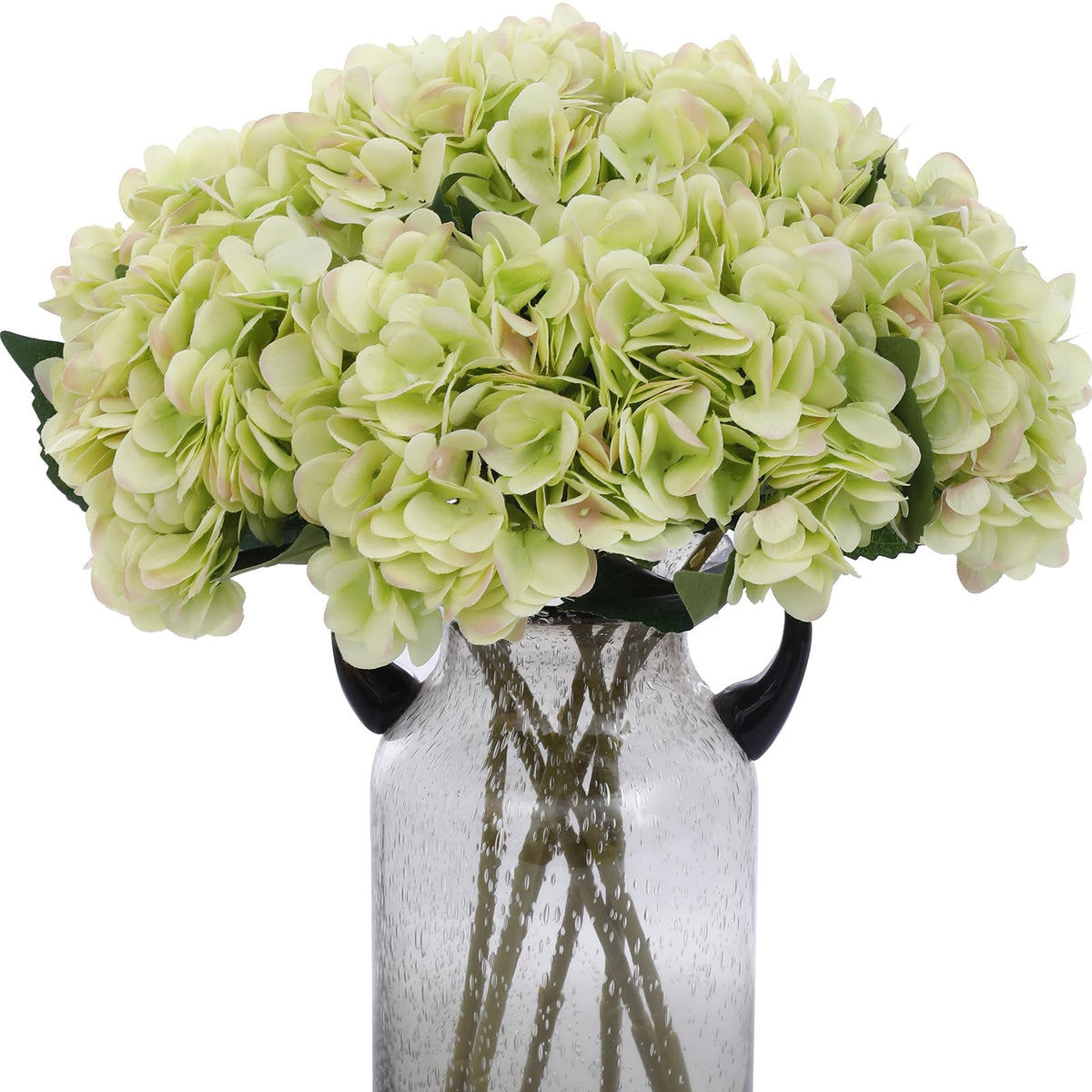 Kimura's Cabin silk hydrangea 6pcs lime-green bouquet for long-lasting wedding decor.