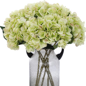 Kimura's Cabin silk hydrangea 6pcs lime-green bouquet for long-lasting wedding decor.