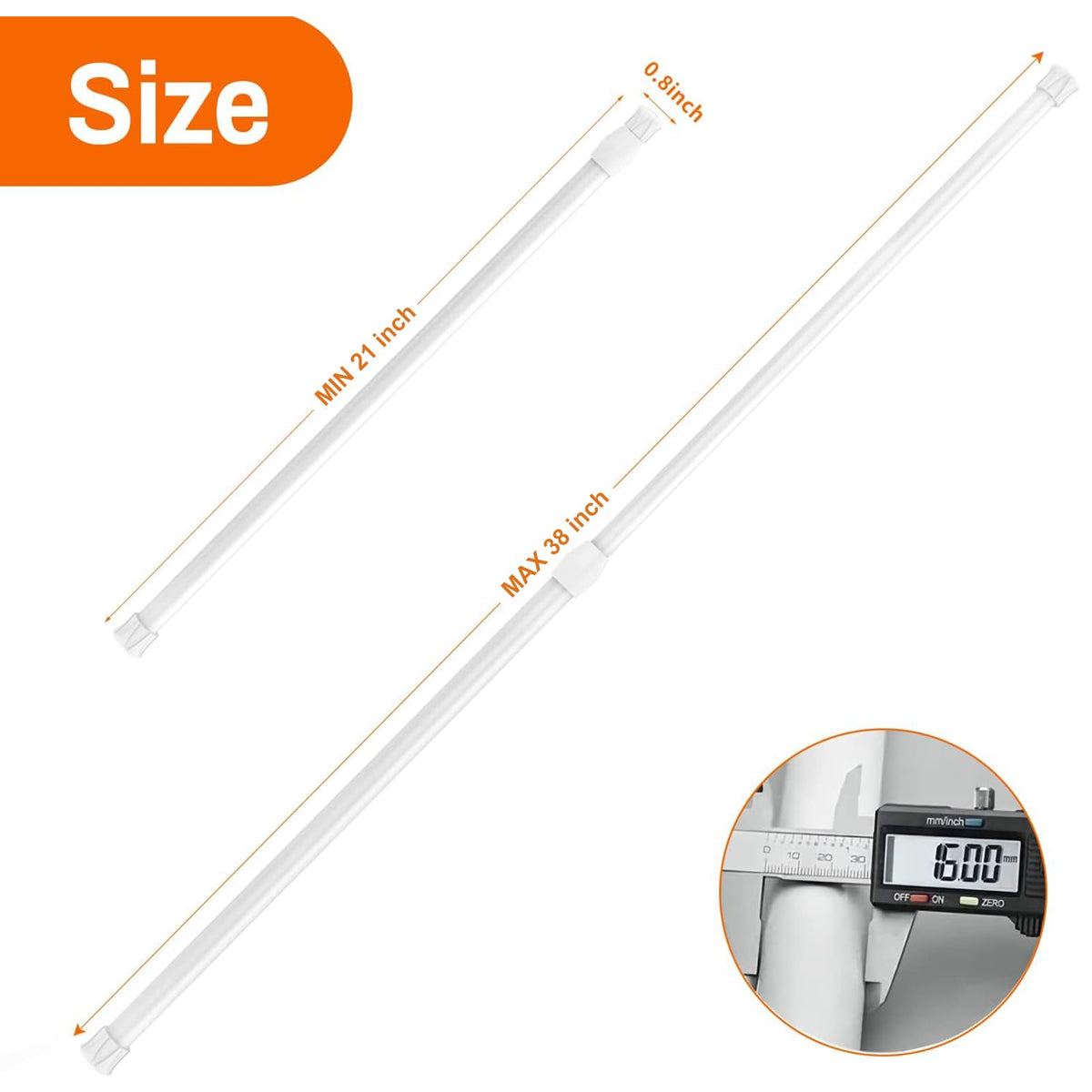Kimwason 21-38in adjustable curtain rod fits various spaces with effortless length change.