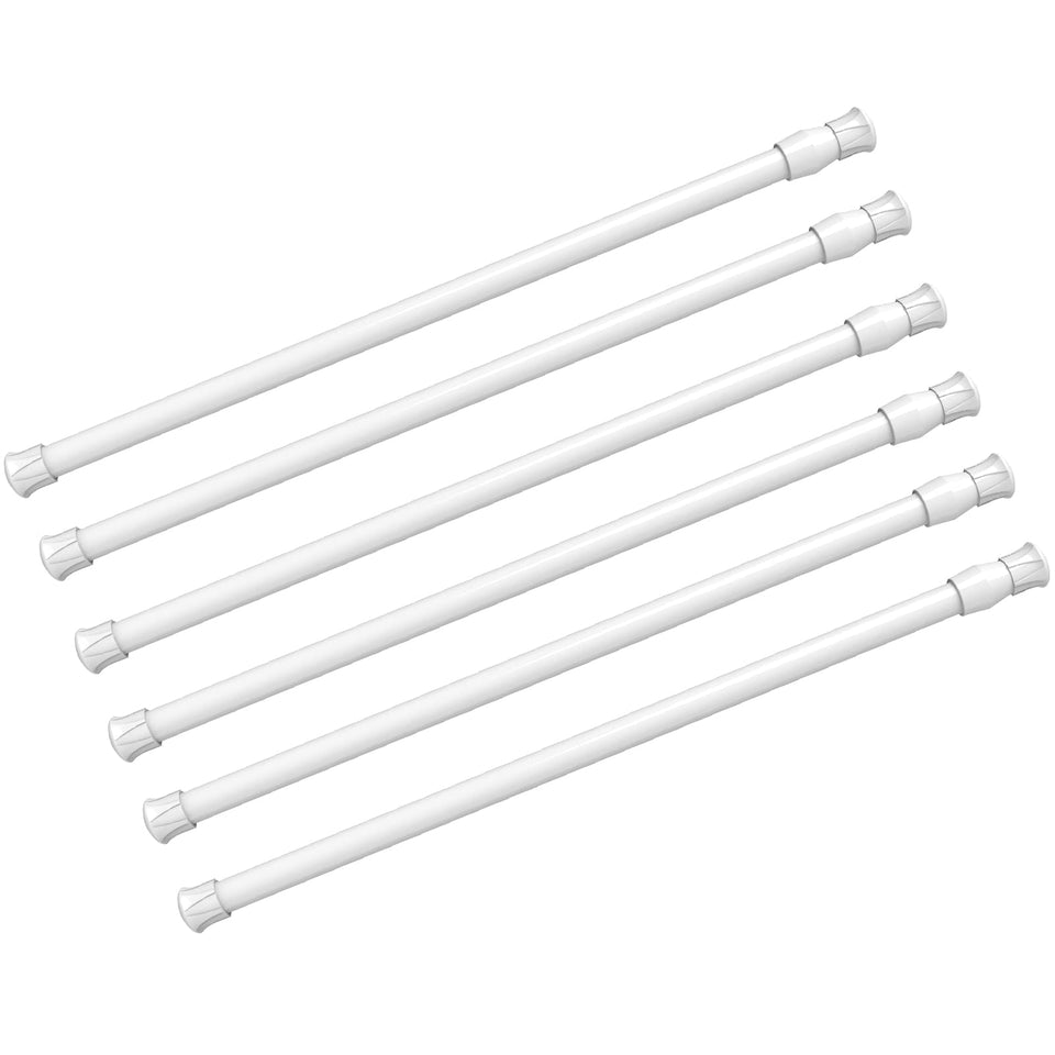 Kimwason 6-pack spring curtain rod fully extended for flexible length.