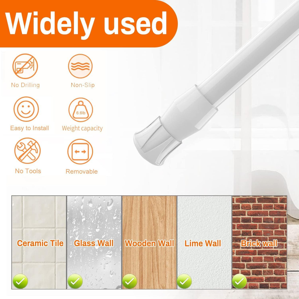 Kimwason Easy pull-and-twist installation that won’t damage walls or doors.