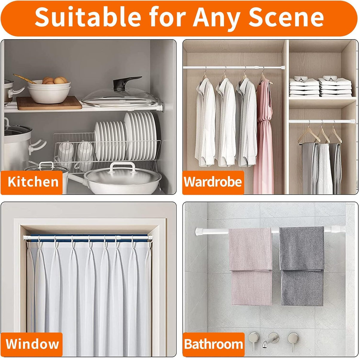 Kimwason Multi-use design for curtains, closets, coat hangers, and shoe racks.
