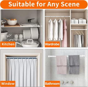 Kimwason Multi-use design for curtains, closets, coat hangers, and shoe racks.