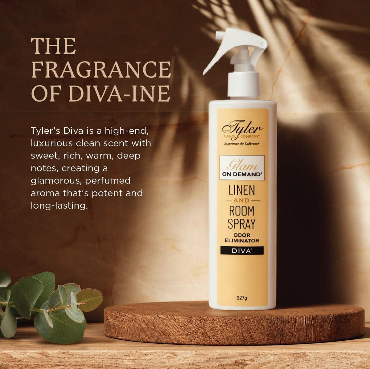Kinara Diva linen spray back label; neutralizes odors in bedrooms