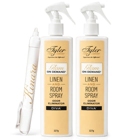 Kinara Diva linen spray bottle front showing 2-pack for fresh textiles