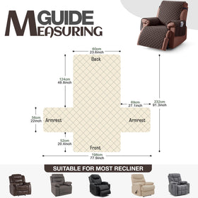 KinCam recliner cover with elastic straps secures a snug fit.