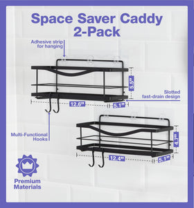 KINCMAX inside shower storage two-pack shelves provide ample bottle space.